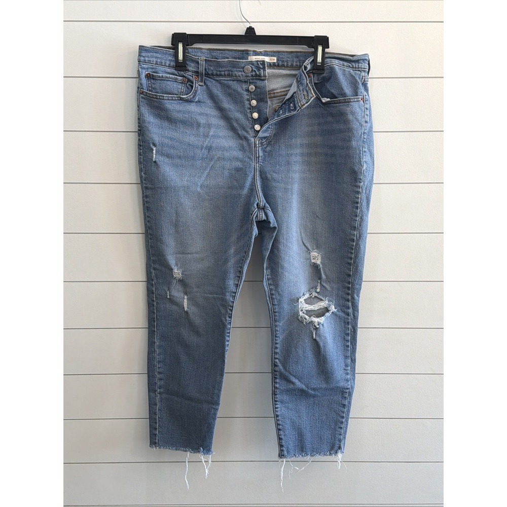 Levis Womens Wedgie Skinny Jeans 22W Blue High Rise Button Fly Stretch Denim